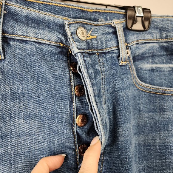 Old Navy Extra High Rise Distressed Straight Leg Jeans Size 12 - Picture 4 of 10